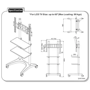 [A330D]32吋～75吋台製外銷精品 電視架.電視展示架.移動式.影音工作平台.可調仰角[液晶配件專賣店]