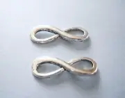 6 Infinity Pendants Connectors Antiqued Silver Link Charms Inspirational Finding