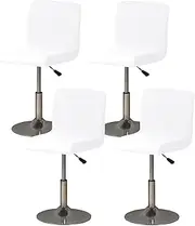 Gollense Bar Stool Covers Set of 4 Stretch Pub Counter Stool Chair Covers with Backs, Washable Square Swivel Barstool Seat Slipcover with Elastic Bottom for Low Short Back Dining Chair (White)
