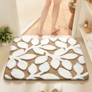 GGP White Brown Bath Mat Super Absorbent, Non Slip Bathroom Floor Mat 50X80Cm