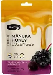 Comvita Manuka Honey Lozenges Elderberry Extract & Vitamin C 12x4.5g