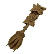 Vintage Hand Carved Wooden Fork & Spoon Set Raw Finish Grape Leaves 9.5"