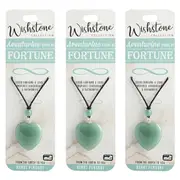 3PK Wishstone Aventurine Stone of Fortune Heart Gemstone Pendant Necklace Green