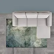 Rug Living Room Non-Slip Carpet for Home Bedroom, Kitchen, Hallway, Dining Room Green Abstract, Beige, 150 x 200 cm