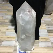 121LB TOP!Natural Rainbow clear quartz obelisk carved crystal wand point tower