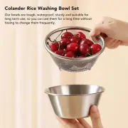 Stainless Steel Colander Strainer Bowl Set Reusable High Toughness Mixing Bowl