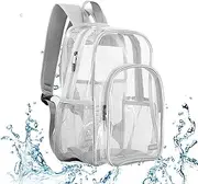 [Generic] Clear Bookbag - Transparent School Backpack PVC Bag - Large Capacity Book Bag Heavy Duty Backpacks for Men Women School Work Sports Travel