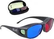 BIAL Red-blue 3D Glasses with Case Glassese Cloth 2 Pack Cyan Anaglyph Simple style 3D movie game- Extra Upgrade