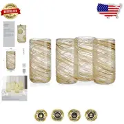 Bubble Accented Color Swirl Highball Glasses - Set of 4, 18 oz Durable & Elegant