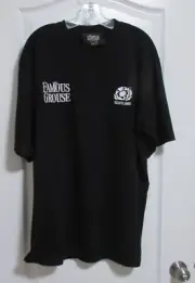 Vintage FAMOUS GROUSE SCOTLAND Black Rugby T Shirt-XL