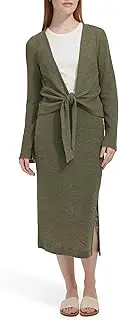 [Andrew Marc] Women's Flared Sleeve Tie Front Soft Cardigan