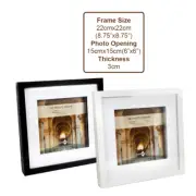 2x 3D Photo Picture Frame Shadow Box Square 6" X 6" White Black Hanging Wall Art