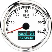 ALAGPNPMZH 3 in 1 Multifunction Tachometer Gauge 85MM 3000/4000/6000/8000 RPM Tacho Meter with Water Temp Oil Pressure HourMeter Sensor Speedometer(WS 6000RPM)