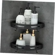 Adhesive Corner Shelf Bathroom Shower Caddy Organizer for Kitchen Toilet Black