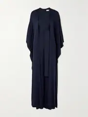 [MIGUELINA] MIGUELINA - Norma Stretch-jersey Cape And Wrap-effect Jumpsuit Set - Navy - x small x small Blue