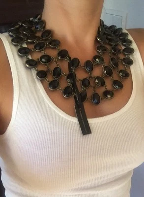 French Connection Two Way Blue Or Black Necklace Choker Brand New High Quality