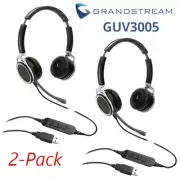 2-Pack Grandstream GUV3005 USB Corded Dual Headset HD Noise Canceling Busy Light