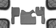 GREY 3 LAYERS ECO LEATHER FLOOR MATS FOR RHD TRUCK VOLVO FH13 2010-2012 MANUAL