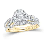 14k Yellow Gold Oval Diamond Bridal Wedding Ring Set 1 Ctw (Certified)