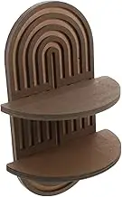 Ciieeo Wooden Floating Shelf Dual Design for Ample Storage Modern Boho Wall Decor for Bathroom Kitchen Living Room and Office Easy Installation Decorative Wall Shelf