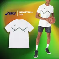 在飛比找PChome24h購物優惠-Asics 短T Basketball 男款 白 綠 短袖 