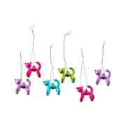 Holiday Time Balloon Cat Ornaments Mini Metallic Colorful 6 Piece