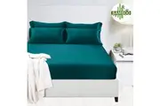Luxury 1200TC Organic Bamboo Cotton Sateen Fitted Sheet Set Teal King Size Bed HypoAllergenic