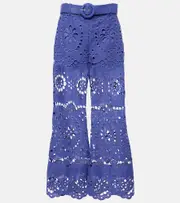 [Zimmermann] Zimmermann Pop embroidered linen cropped pants AU 8 blue