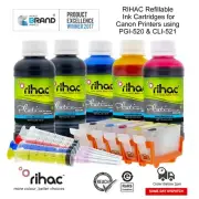 Rihac Refill Ink Cartridges suits Canon PGI-520 CLI-521 MP640 MP630 MP620 MP560