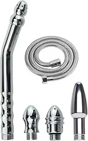 Metal Enema Handheld Shower, Shower Enema 3 Heads Nozzle System for Colonic Cleanse Kit - with 150CM Hose and Water Tank Hook (2 Style) (Set 2)