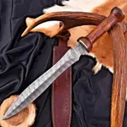 CUSTOM HANDMADE FORGED DAMASCUS STEEL GLADIATOR GLADIUS SWORD LEATHER SHEATH