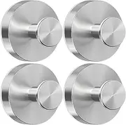 4 Pack Suction Cup Hooks for Shower, Bathroom, Kitchen, Glass Door, Mirror, Tile – Loofah, Hanging Towels, Coat, Bath Robe Hook Holder for Hanging Up to 15 Lbs – Waterproof & Rustproof, Matte Silver