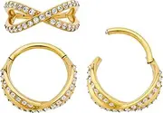[365 Sleepers] Surgical Steel 16G 8mm 10mm Double Hoop Twist Gem Hinged Segment Ring Helix Tragus Septum Nose Lip Huggies Earring Body Piercing Jewellery