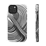 Back & White Abstract Swirl Apple iPhone Case Comp w/ 7,8,11,12,13,14 & more