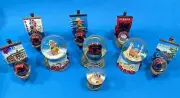 NEW VINTAGE ALBANIA WATER BALL GLOBE+SHIP-SPARKLES-ALBANIAN SOUVENIR-11 MODELS