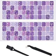 4-in-1 Universal Korean Keyboard Stickers,Keyboard Brush&Tweezer,Purple Background White Lettering Matte Korean Replacement Keyboard Alphabet Sticker for Laptop Notebook Desktop PC MacBook Computer