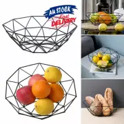Metal Bowl Kitchen Storage Vegetable Wire Basket Geometric Fruit Desktop