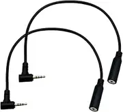 Seadream 2.5mm Extension Cable;2Pack 10inch 2.5mm Right Angled Male to Female Extension Cable 4 Pole Dash Cam Rearview Backup Camera Reverse Car Recorder Cord Cable,Gold Plated (10inch 2Pack)