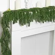 6 Ft Dense Christmas Norfolk Pine Garland - Single Fork Realistic Touch Ornament - Artificial Greenery for Holiday Mantle Fireplace Table Home Decor