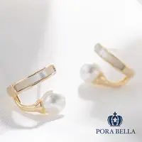 在飛比找蝦皮商城優惠-<Porabella>925銀針母貝珍珠線條耳環 Pearl