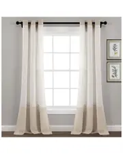 Lush Decor Faux Linen Grommet Colorblock Window Curtain Single Panel