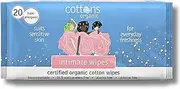 Cottons Organic Bio Compostable Intimate 20 Wipes