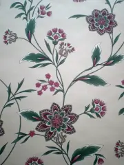 Purple & Green Jacobean Floral on Light Tan Wallpaper by Maxwell 706-3026