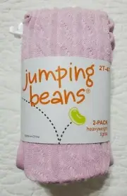 NEW Jumping Beans Kohls Girls 2 Pack Heavy wt Tights Pink White Sz 12-24M 2T-4T