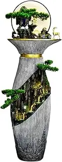 Water Fountain Outdoor Large Indoor Floor Fountain, Resin Water Bottle Garden Fountain with LED Light, Chinese Fengshui Lucky Indoor Fountain, Home and Office Decoration Outdoor Fountain
