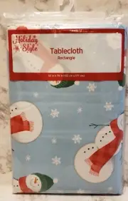 Holiday Style Christmas Snowman Tablecloth*Flannel Back*New*52" x 70" Rectangle