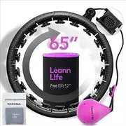 32 Knots 19”- 65”, Adjustable Weighted Hula Hoop for Adults Weight Loss, Infinity Hoop Plus Size, Home Outdoors Fitness Exercise, Abdominal Toner, Black-Purple Ball
