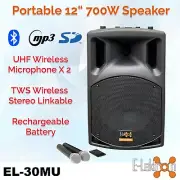 E-Lektron EL30-M 700W 12 inch Portable Bluetooth Speaker Battery PA System Mics