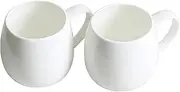 Olly & Rose White Bone China Coffee and Tea Mugs - 2 Pack - 420ml 14oz Cups - Durable and Dishwasher Safe Premium Gloss White Ceramic Drinking Coffee Mugs and White Tea Cups