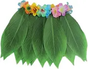 KOMBIUDA Tropical Hawaii Leaf Skirt Inches Hula Dance Performance Skirt Adjustable Elastic Waistband for Parties Weddings Photo Props